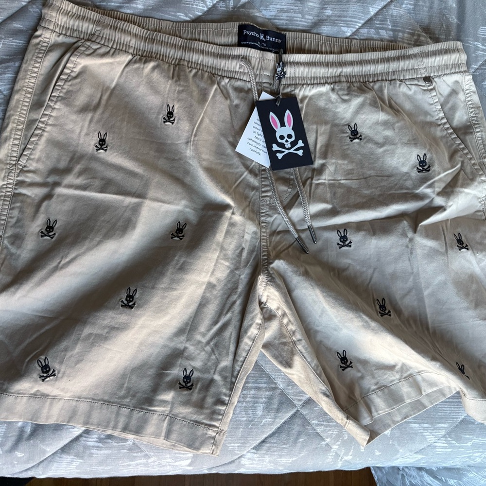 Psycho Bunny Tan Flat Front Shorts